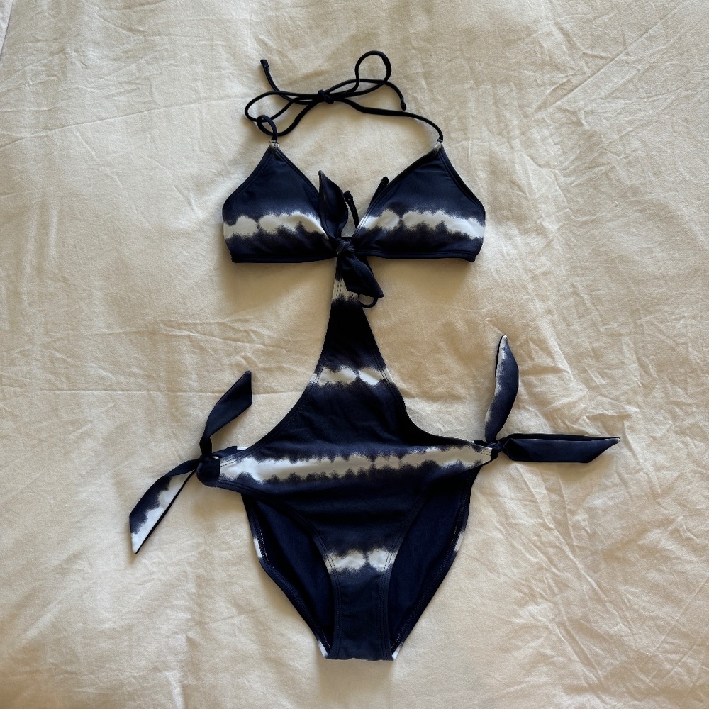 Aerie one piece tie-dye swimwear_small_navy blue